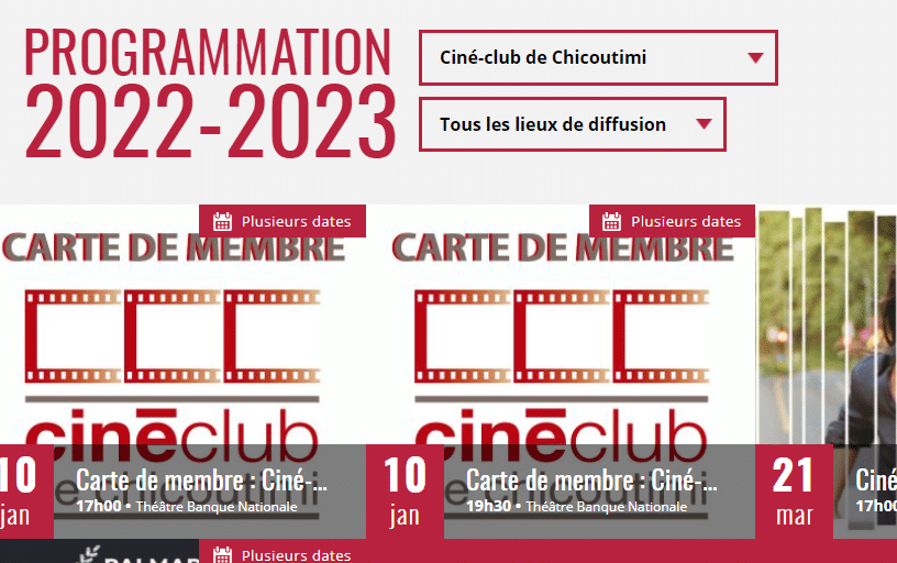 Ciné-club de Chicoutimi – PROGRAMMATION 2022-2023
