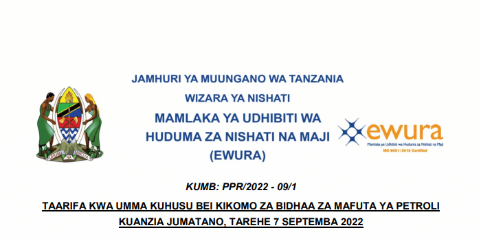 Ewura Bei Mpya Za Mafuta September 2022