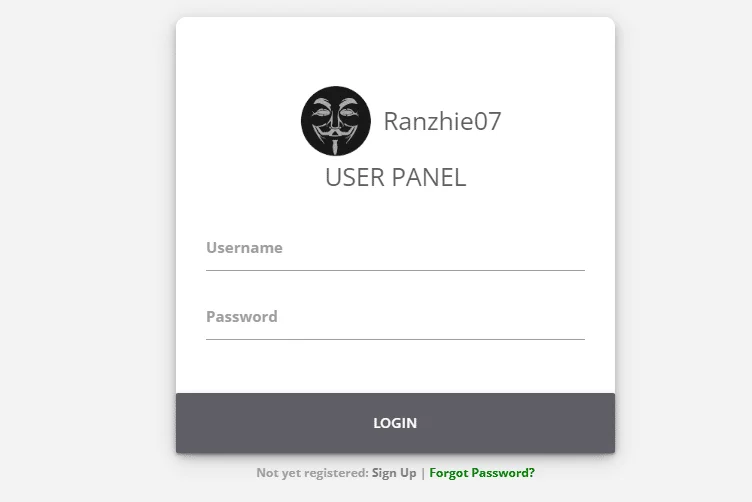 User Panel Ranzhie07  Login