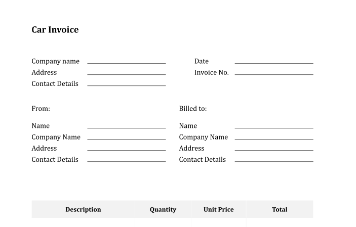 Car Invoice Template