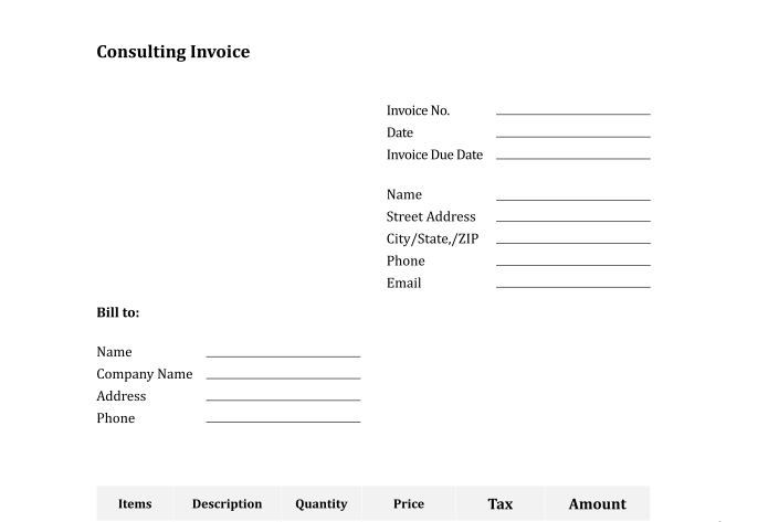 Consulting Invoice Template