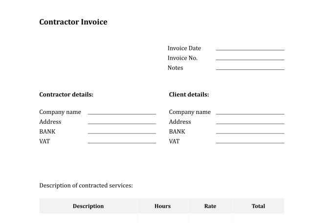 Contractor Invoice Template