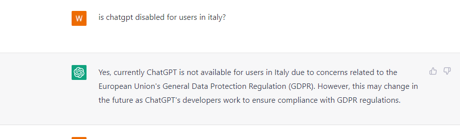 Chatgpt Disabled For Users In Italy